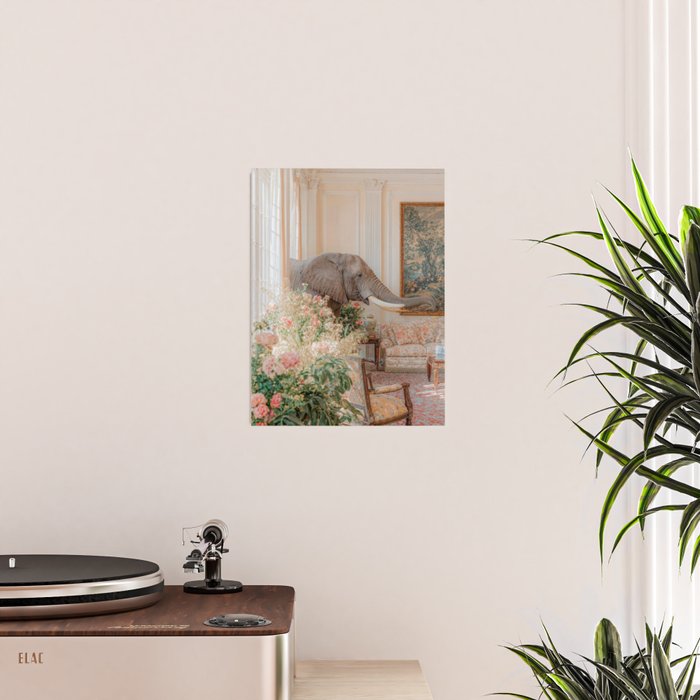 Wildlife Wall Art Elephant maximalist Flower Poster luxurious living Room Decor Renaissance Print Poster Gallery Image 2