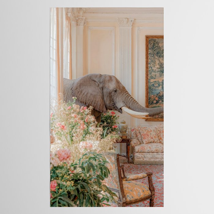Wildlife Wall Art Elephant maximalist Flower Poster luxurious living Room Decor Renaissance Print Tablecloth Gallery Image 2