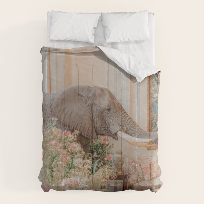 Wildlife Wall Art Elephant maximalist Flower Poster luxurious living Room Decor Renaissance Print Comforter Gallery Image 6