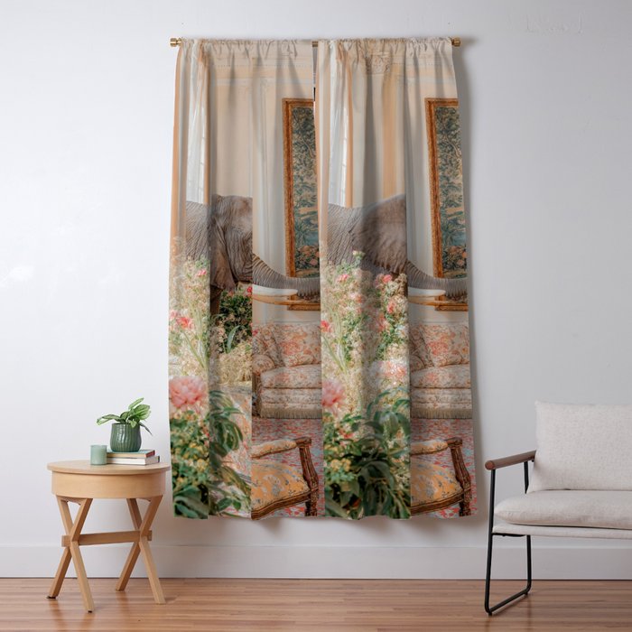 Wildlife Wall Art Elephant maximalist Flower Poster luxurious living Room Decor Renaissance Print Window Curtain Gallery Image 5