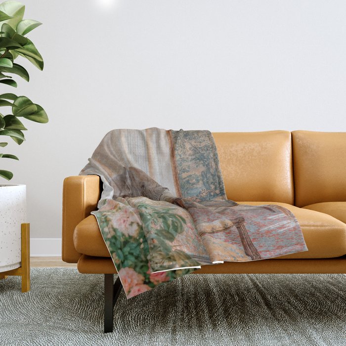 Wildlife Wall Art Elephant maximalist Flower Poster luxurious living Room Decor Renaissance Print Throw Blanket Gallery Image 1