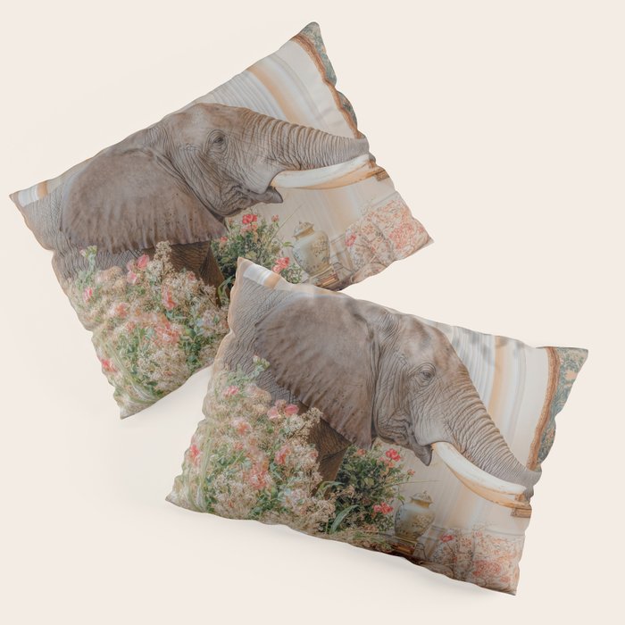 Wildlife Wall Art Elephant maximalist Flower Poster luxurious living Room Decor Renaissance Print Pillow Sham Gallery Image 3