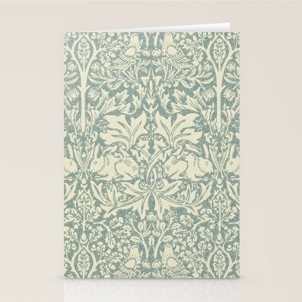 William Morris Brer Rabbit Blue Slate Vellum Pattern Stationery Card Gallery Image 2