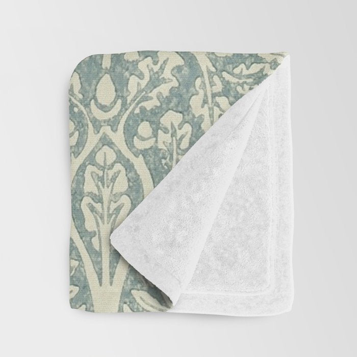 William Morris Brer Rabbit Blue Slate Vellum Pattern Throw Blanket Gallery Image 3