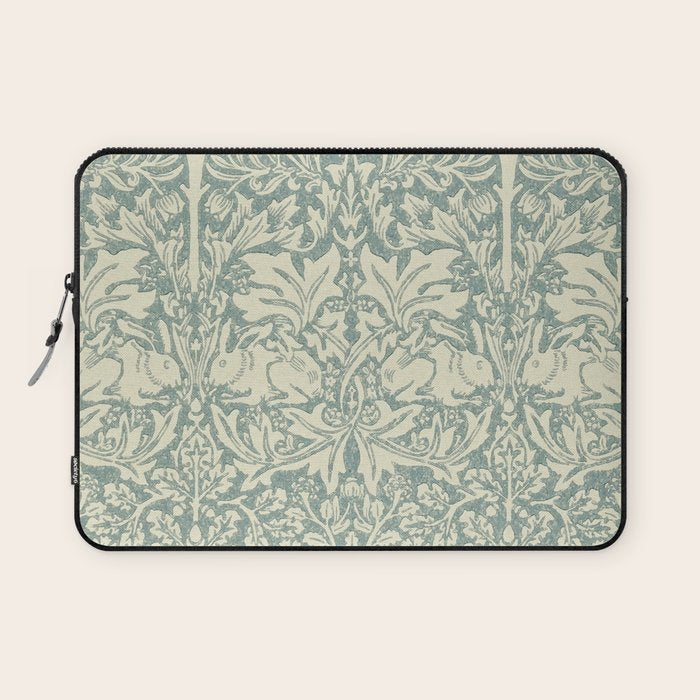 William Morris Brer Rabbit Blue Slate Vellum Pattern Laptop Sleeve Gallery Image 1