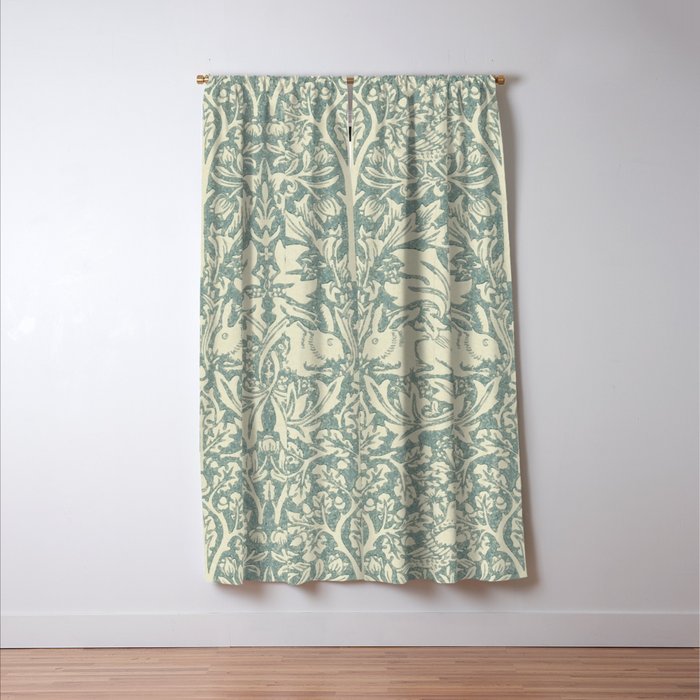 William Morris Brer Rabbit Blue Slate Vellum Pattern Window Curtain Gallery Image 3