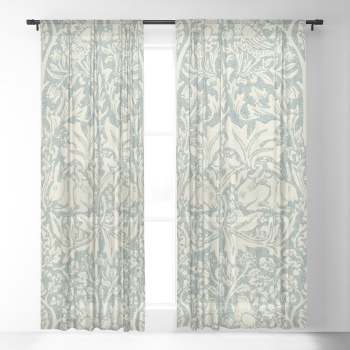 William Morris Brer Rabbit Blue Slate Vellum Pattern Window Curtain Gallery Image 3