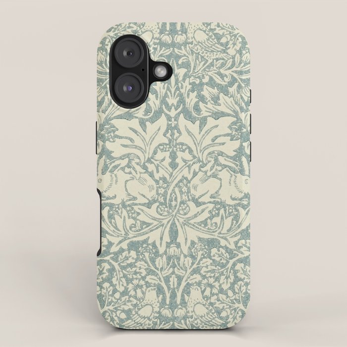 William Morris Brer Rabbit Blue Slate Vellum Pattern iPhone Case Gallery Image 1