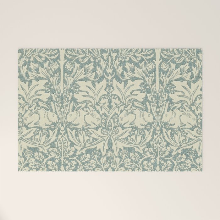 William Morris Brer Rabbit Blue Slate Vellum Pattern Welcome Mat Gallery Image 1