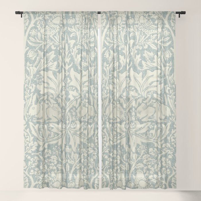 William Morris Brer Rabbit Blue Slate Vellum Pattern Window Curtain Gallery Image 21
