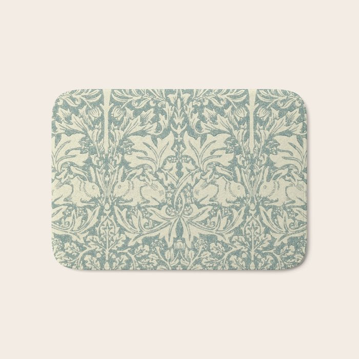 William Morris Brer Rabbit Blue Slate Vellum Pattern Bath Mat Gallery Image 1