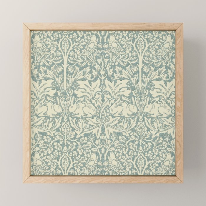 William Morris Brer Rabbit Blue Slate Vellum Pattern Mini Art Print Gallery Image 1