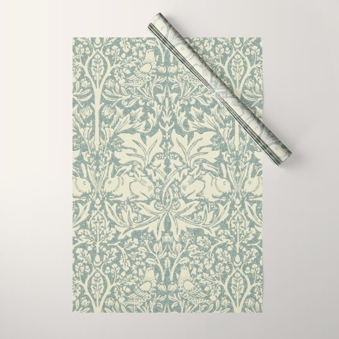 William Morris Brer Rabbit Blue Slate Vellum Pattern Wrapping Paper Gallery Image 1