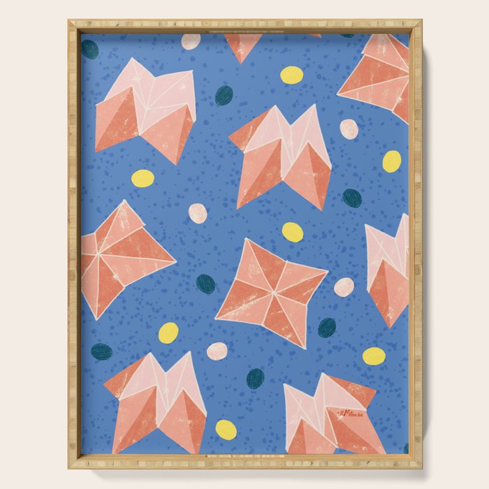 Origami Fortune Teller in Lavender & Pastel Pink Serving Tray Gallery Image 1