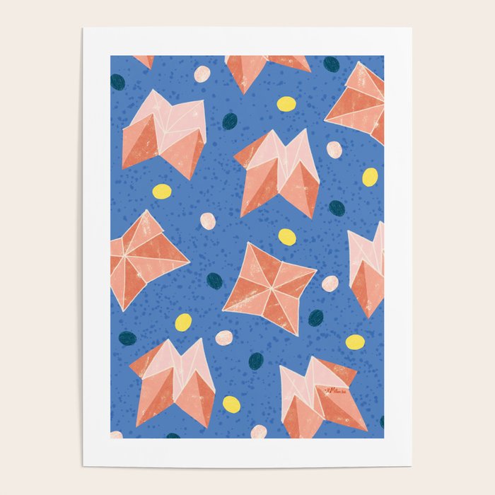 Origami Fortune Teller in Lavender & Pastel Pink Poster Gallery Image 4