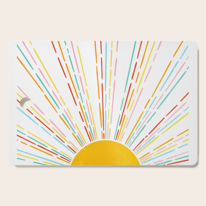 Retro Sunburst: Rainbow Edition Cutting Board Gallery Image 1