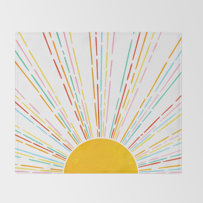 Retro Sunburst: Rainbow Edition Throw Blanket Gallery Image 2