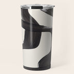 Mid Century Modern Minimalist Abstract Art Brush Strokes Black & White Ink Art Ripple Lines Travel Mug Gallery Image 1