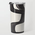 Mid Century Modern Minimalist Abstract Art Brush Strokes Black & White Ink Art Ripple Lines Travel Mug Gallery Image 3
