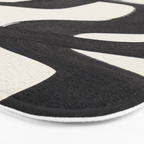 Mid Century Modern Minimalist Abstract Art Brush Strokes Black & White Ink Art Ripple Lines Bath Mat Gallery Image 3