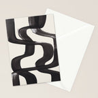 Mid Century Modern Minimalist Abstract Art Brush Strokes Black & White Ink Art Ripple Lines Stationery Card Gallery Image 2