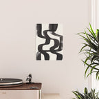 Mid Century Modern Minimalist Abstract Art Brush Strokes Black & White Ink Art Ripple Lines Poster Gallery Image 2