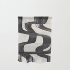 Mid Century Modern Minimalist Abstract Art Brush Strokes Black & White Ink Art Ripple Lines Wall Hanging Gallery Image 1