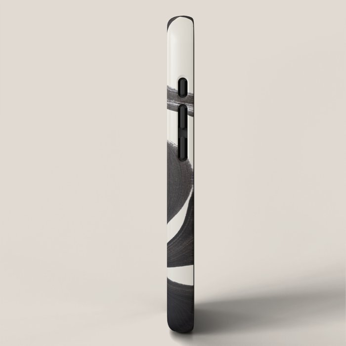 Mid Century Modern Minimalist Abstract Art Brush Strokes Black & White Ink Art Ripple Lines iPhone Case Gallery Image 2