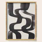 Mid Century Modern Minimalist Abstract Art Brush Strokes Black & White Ink Art Ripple Lines Serving Tray Gallery Image 1