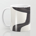 Mid Century Modern Minimalist Abstract Art Brush Strokes Black & White Ink Art Ripple Lines Coffee Mug Gallery Image 3
