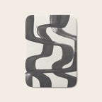 Mid Century Modern Minimalist Abstract Art Brush Strokes Black & White Ink Art Ripple Lines Bath Mat Gallery Image 1