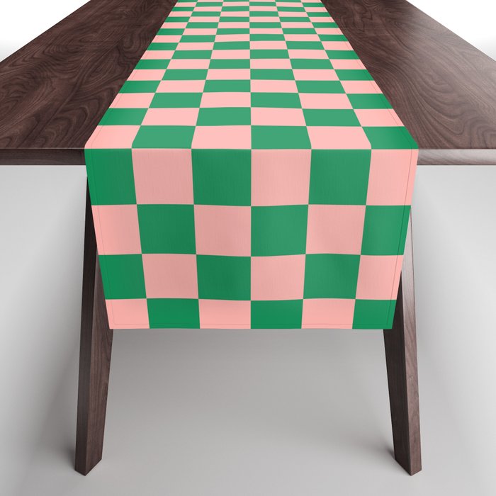 Miniature Check Pattern in Pink and Green Table Runner Gallery Image 1