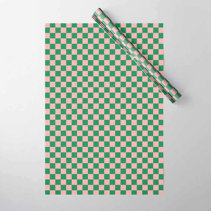 Miniature Check Pattern in Pink and Green Wrapping Paper Gallery Image 1