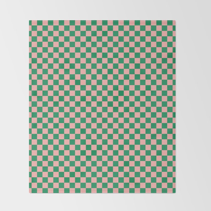 Miniature Check Pattern in Pink and Green Throw Blanket Gallery Image 2