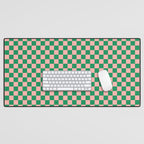 Miniature Check Pattern in Pink and Green Desk Mat Gallery Image 1