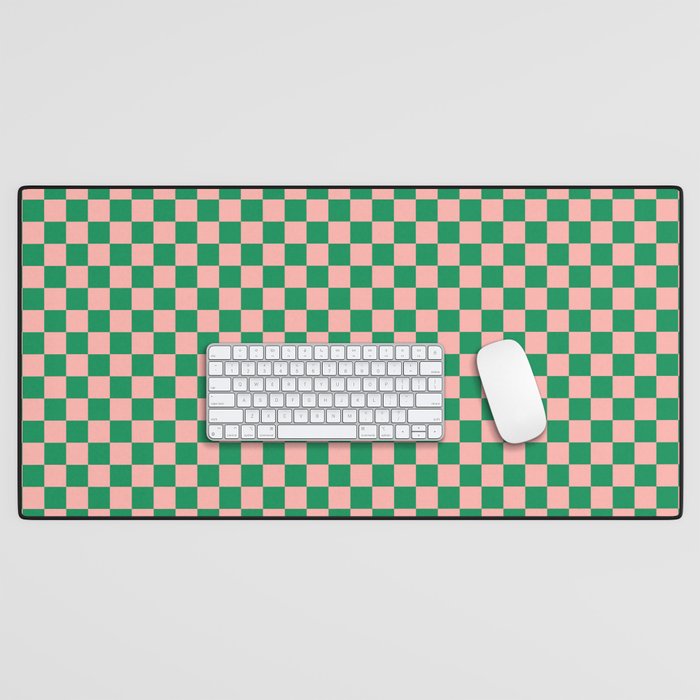 Miniature Check Pattern in Pink and Green Desk Mat Gallery Image 1