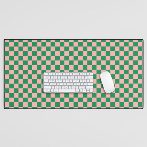 Miniature Check Pattern In Pink And Green Desk Mat Gallery Image 1