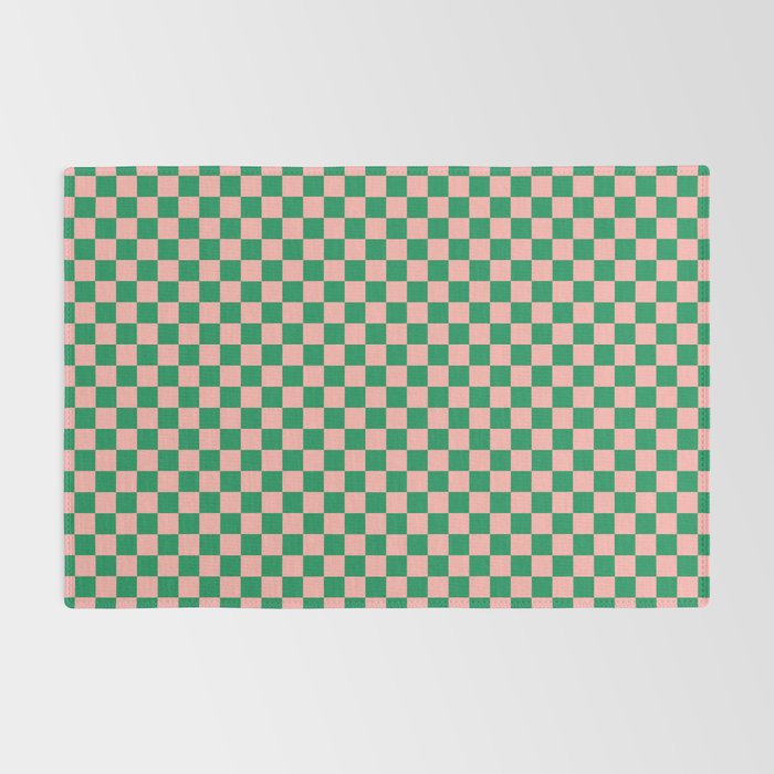 Miniature Check Pattern in Pink and Green Rug Gallery Image 2