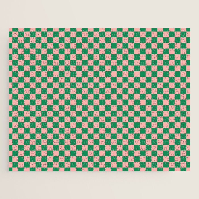 Miniature Check Pattern in Pink and Green Jigsaw Puzzle Gallery Image 1