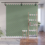 Miniature Check Pattern in Pink and Green Wall Mural Gallery Image 1