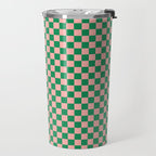 Miniature Check Pattern in Pink and Green Travel Mug Gallery Image 2