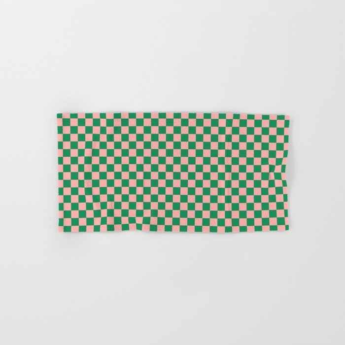 Miniature Check Pattern in Pink and Green Bath Towel Gallery Image 1