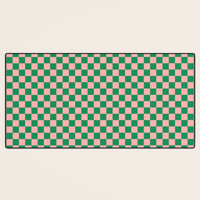 Miniature Check Pattern in Pink and Green Desk Mat Gallery Image 3