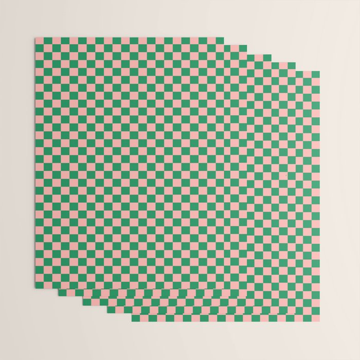 Miniature Check Pattern in Pink and Green Wrapping Paper Gallery Image 3