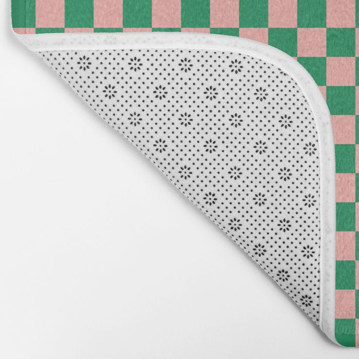 Miniature Check Pattern in Pink and Green Bath Mat Gallery Image 2