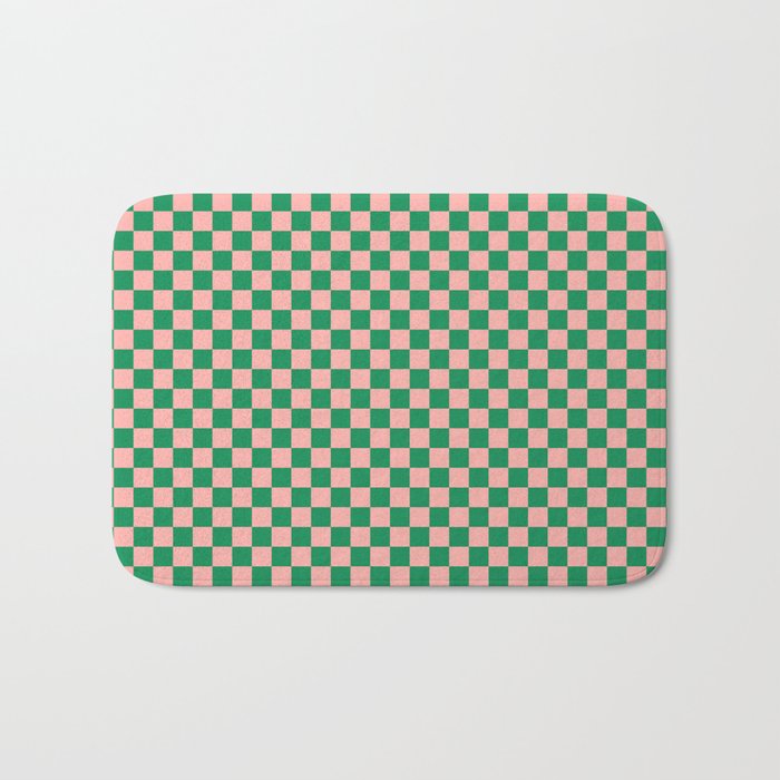 Miniature Check Pattern in Pink and Green Bath Mat Gallery Image 1