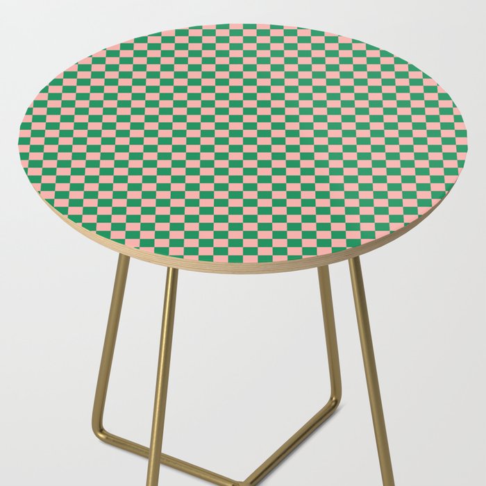 Miniature Check Pattern in Pink and Green Side Table Gallery Image 2