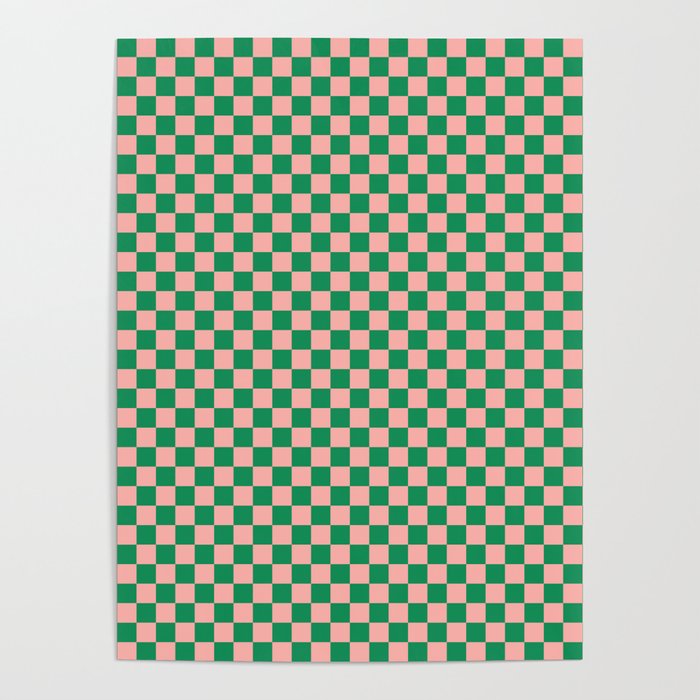 Miniature Check Pattern in Pink and Green Poster Gallery Image 4