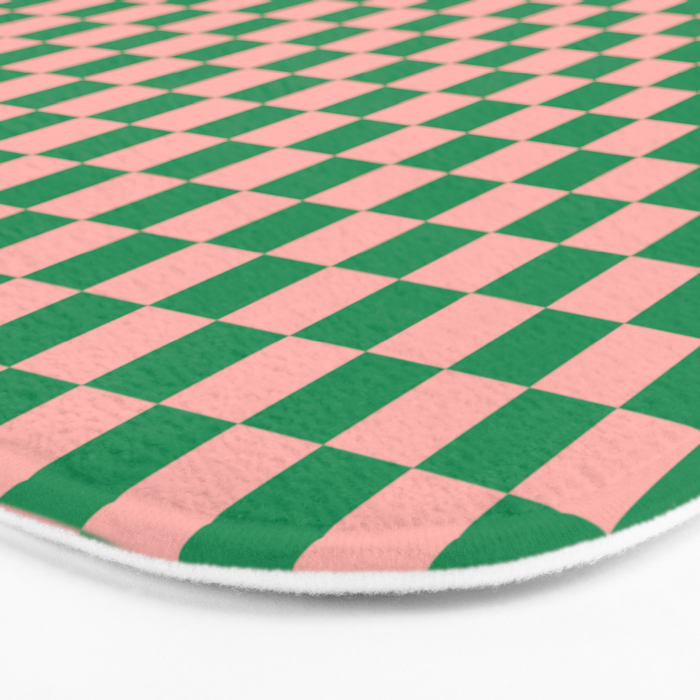 Miniature Check Pattern in Pink and Green Bath Mat Gallery Image 3