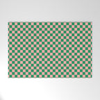 Miniature Check Pattern in Pink and Green Welcome Mat Gallery Image 1